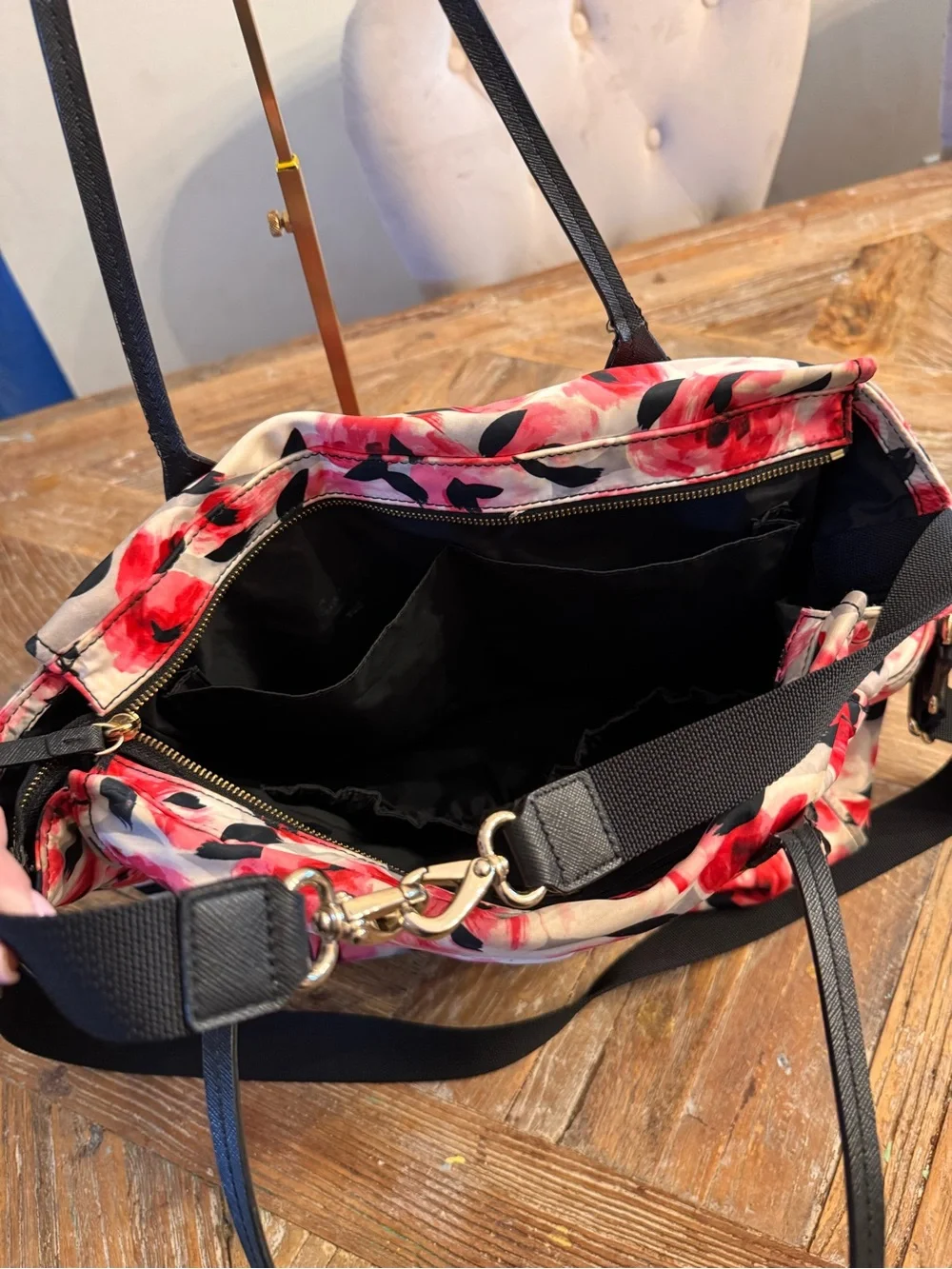 Kate Spade  Red Pink Floral Tote or Baby Bag
